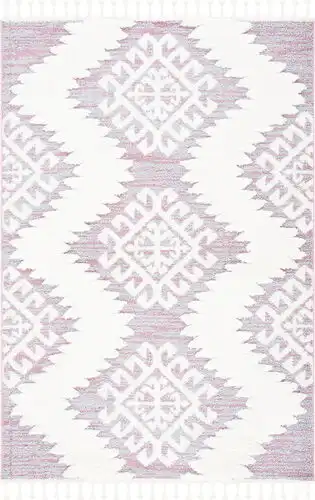 Safavieh Moroccan Tassel Shag Collection MTS652U Pink Power Loomed Synthetic Rug Product Image