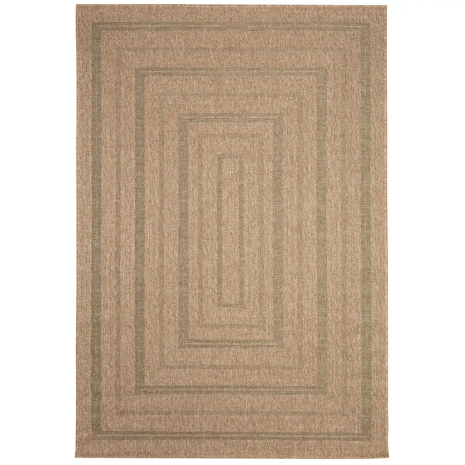 Liora Manne Sahara Low Profile  Easy Care Woven Weather Resistant Rug- Multi Border Green  Product Image