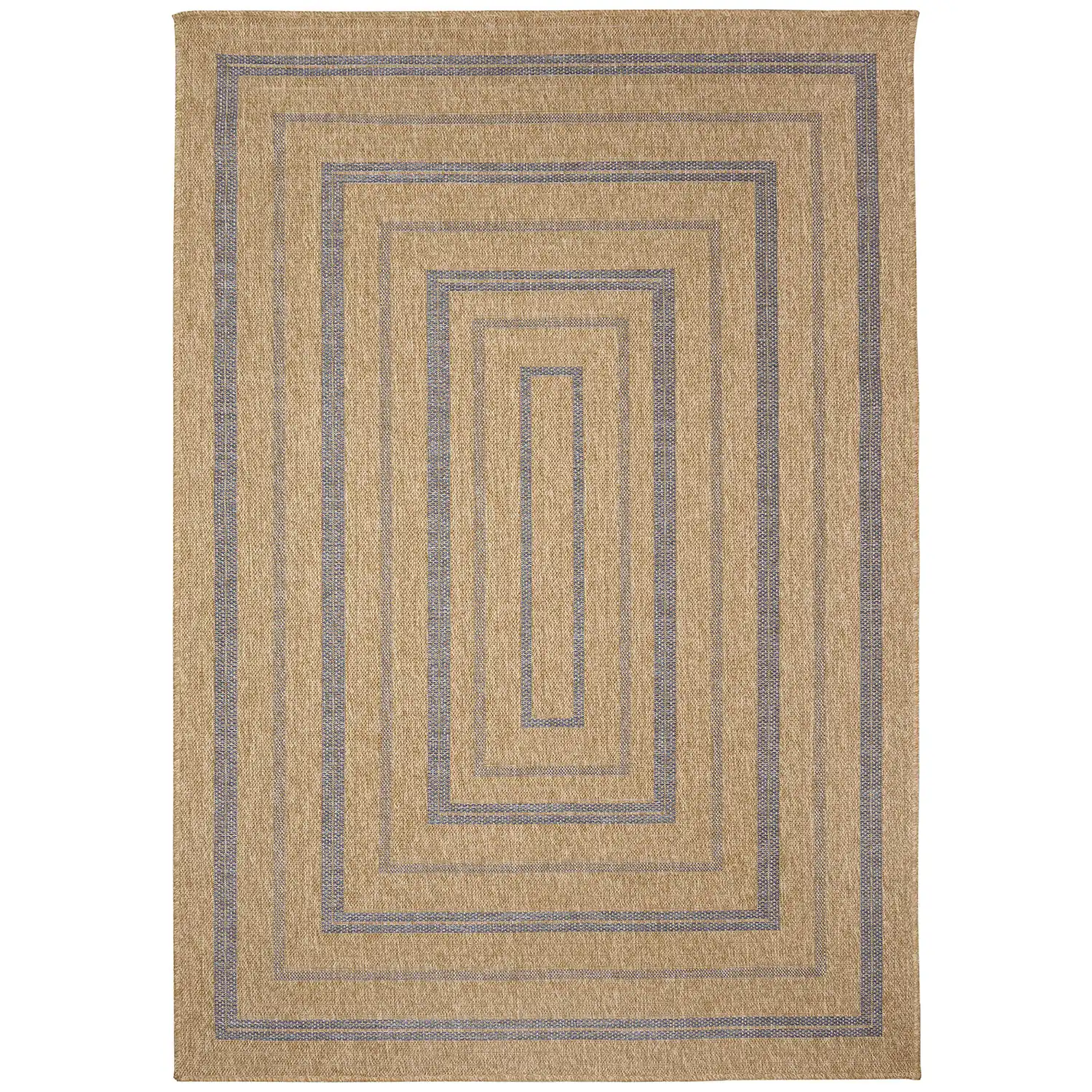 Liora Manne Sahara Low Profile  Easy Care Woven Weather Resistant Rug- Multi Border Navy  Product Image