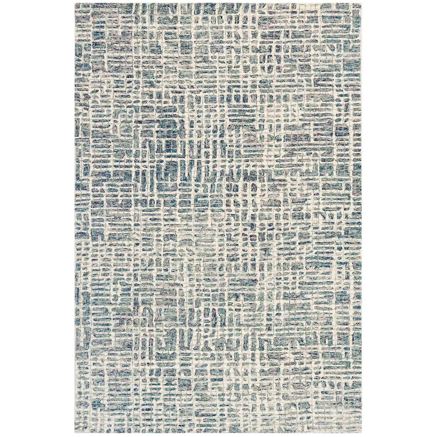 Liora Manne Savannah Plush Wool  Rectangular Indoor Rug-Abstract, Grid Ocean  Product Image