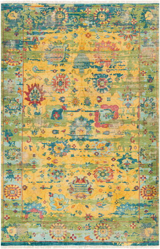 Surya Festival FVL-1005 Bright Yellow Wool Bordered Rug Product Image