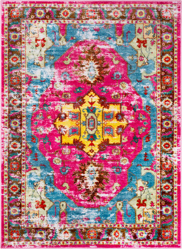 Surya Silk Road SKR-2311 Bright Pink Bordered Synthetic Rug Product Image